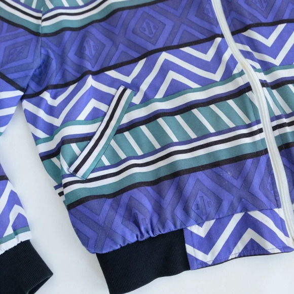 Vintage 90S TanJay Purple & Green Aztec Zip Up Lightweight Bomber Jacket M - Picture 8 of 16